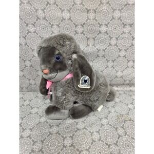 Vintage Heartline Snuggable LORRAINE Gray Plush Rabbit Bunny Bell Stuffed Animal